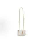 SAINT LAURENT YSL ENVELOPE Versatile Gold Logo chain quilted envelope bag Crossbody single-shoulder bag, small size for women, white